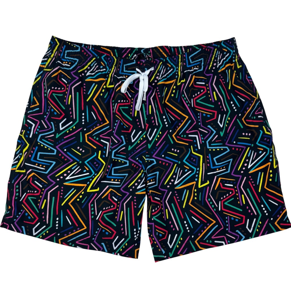 Chubbies Swim Trunks Abstract‎ Loud Print Men XXL 7" Retro Beach Funky Statement